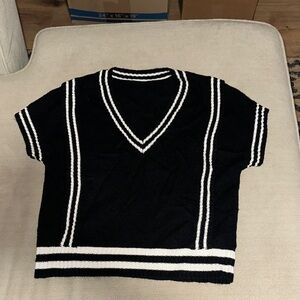 Black and White V-Neck Sweater